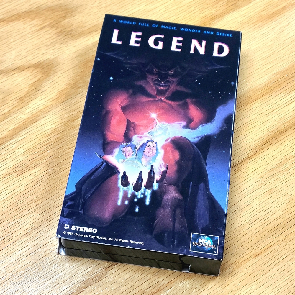 VHS 1986 Legend movie Tom Cruise Tim Curry Ridley Scott fantasy Rated PG Whimsy